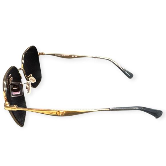 Coach Gold Sunglasses HC 7168‎ Shiny Rose Gold Metal Gray with Case Glam 145mm main image 6